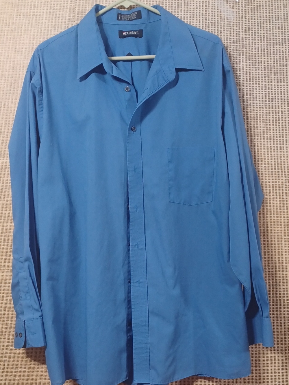 Puritan Men's Solid Blue Long-Sleeve Dress Shirt